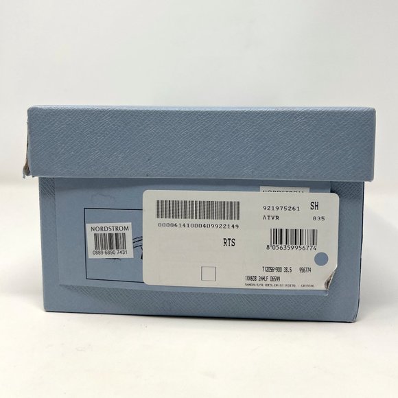 Prada Black Satin Crystal Studded Triangle Logo Slip On Sandal Mules Heels - Picture 10 of 11